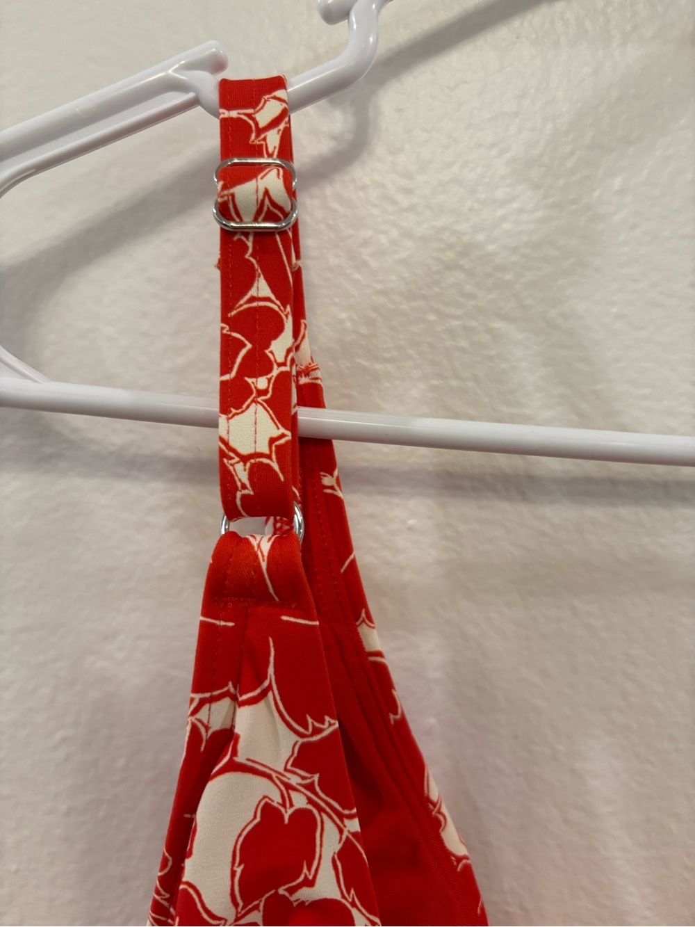 Lands' End Red and Cream Floral Cutout One-Piece Swimsuit - Picture 7 of 8